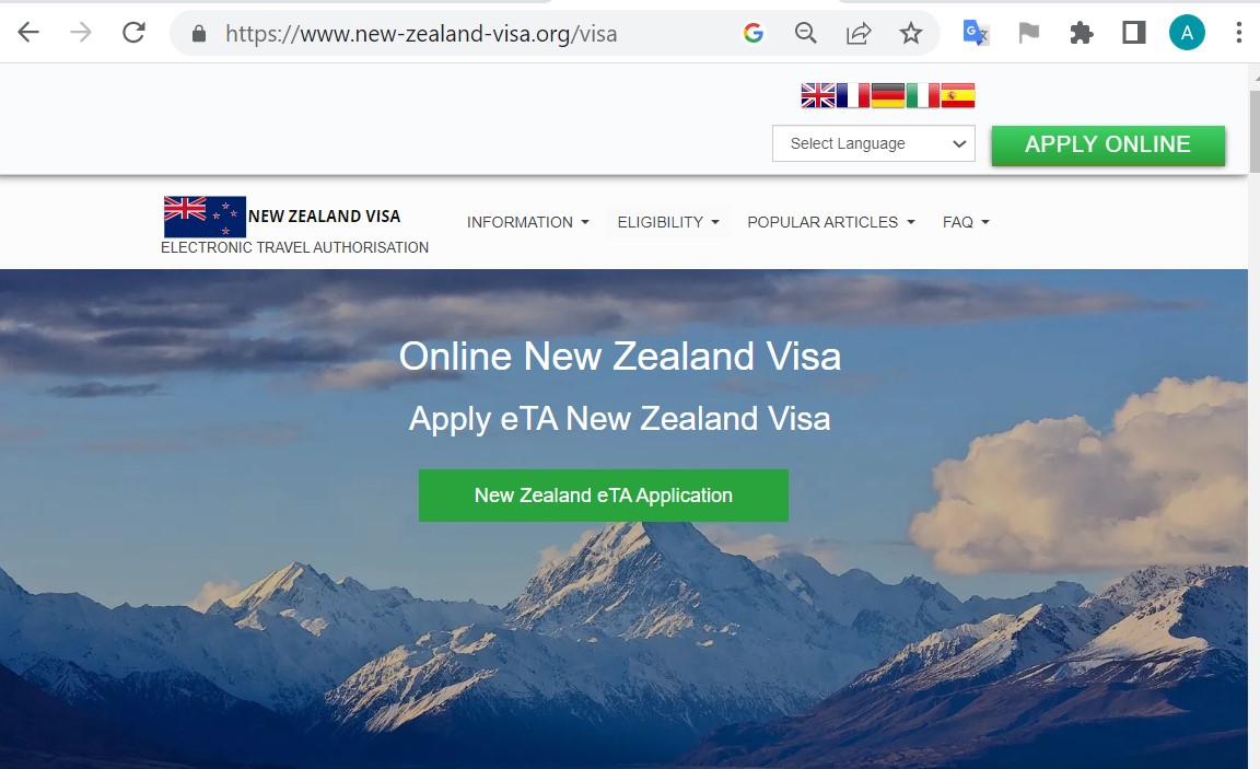 NEW ZEALAND Official Government Immigration Visa Application Online FOR TOKYO JAPAN - ニュージーランド政府公式ビザ申請 - NZETA
